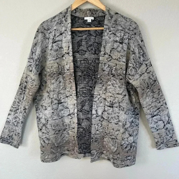 J.Jill Pure Jill Cotton/Wool/Poly Blend Long Sleeve Floral Tan Cardigan Small - Picture 1 of 10